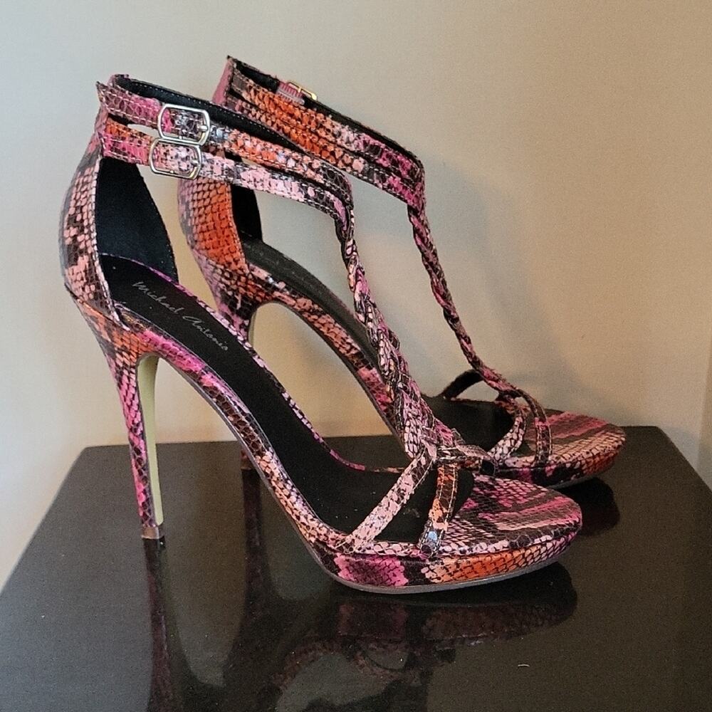 Michael Antonio Pink Stiletto Heels with T-Strap Size 8 1/2 Womens Shoes